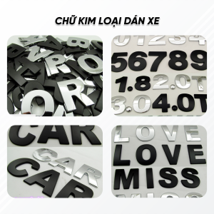 Chữ trang trí xe đen/ bạc lớn