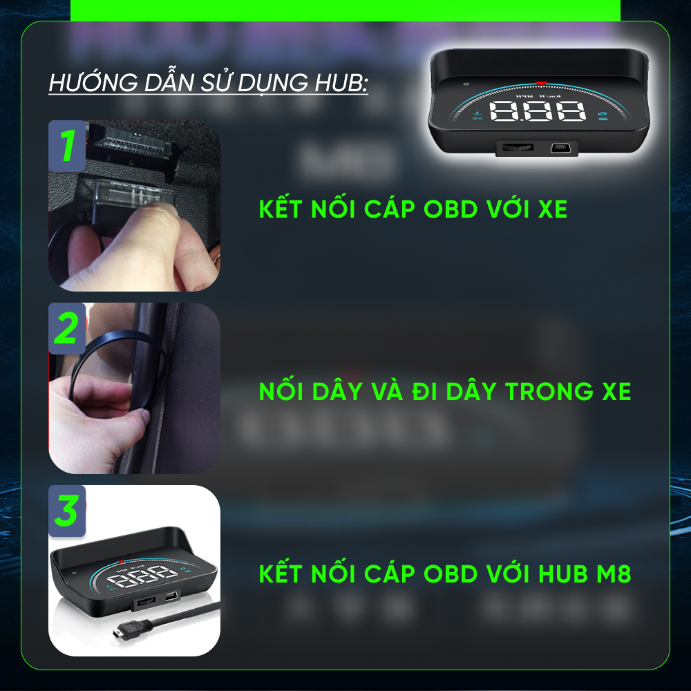 Thiết Bị Hiển Thị Tốc Độ Trên Kính Lái Hud M8 - Ảnh 6