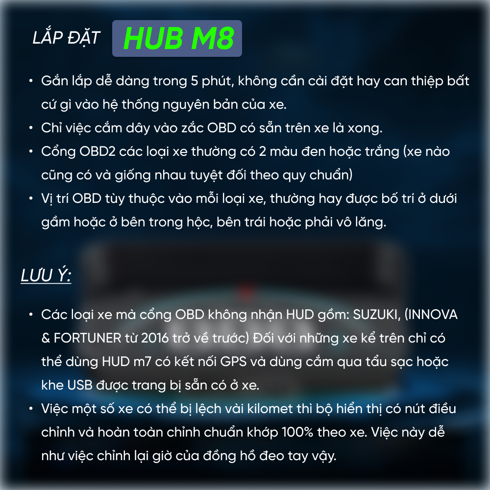 Thiết Bị Hiển Thị Tốc Độ Trên Kính Lái Hud M8 - Ảnh 8