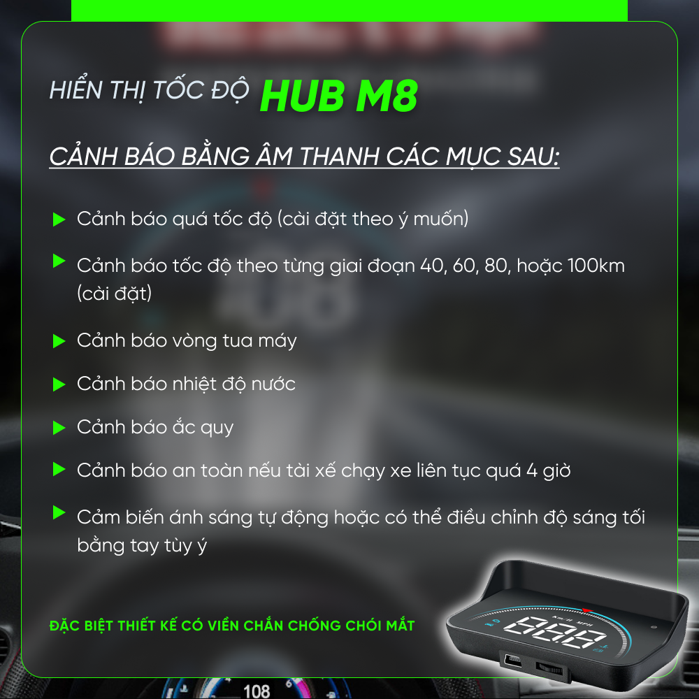 Thiết Bị Hiển Thị Tốc Độ Trên Kính Lái Hud M8 - Ảnh 7