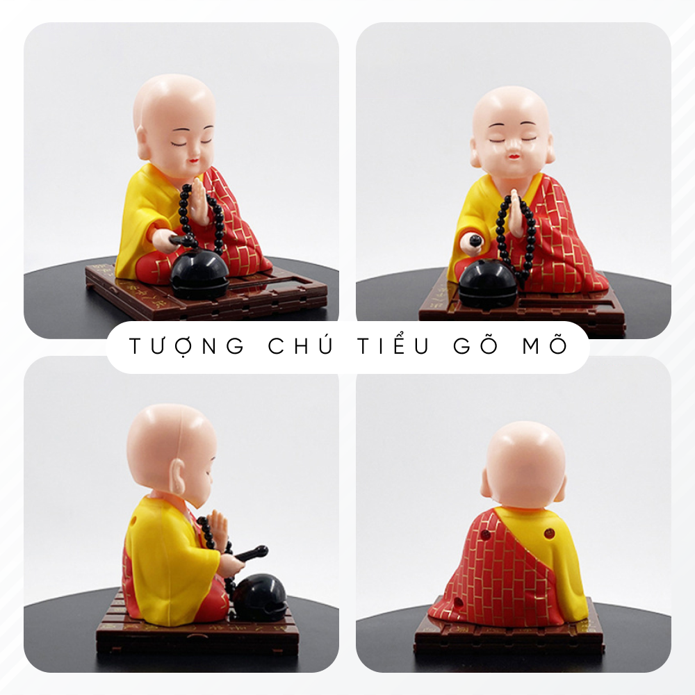Tượng Chú Tiểu Gõ Mõ Dễ Thương Sử Dụng Năng Lượng Mặt Trời - Ảnh 5