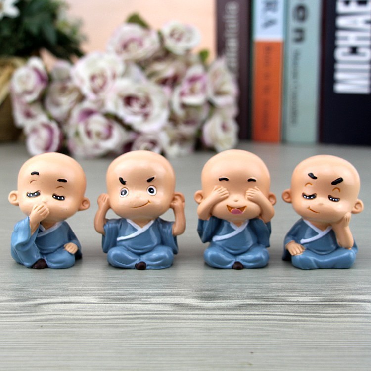 Tượng 4 Chú Tiểu Tứ Không Trang Trí Ô Tô - Ảnh 3