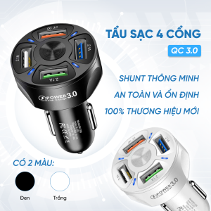 Tẩu sạc nhanh thông minh QC 3.0 4 cổng USB
